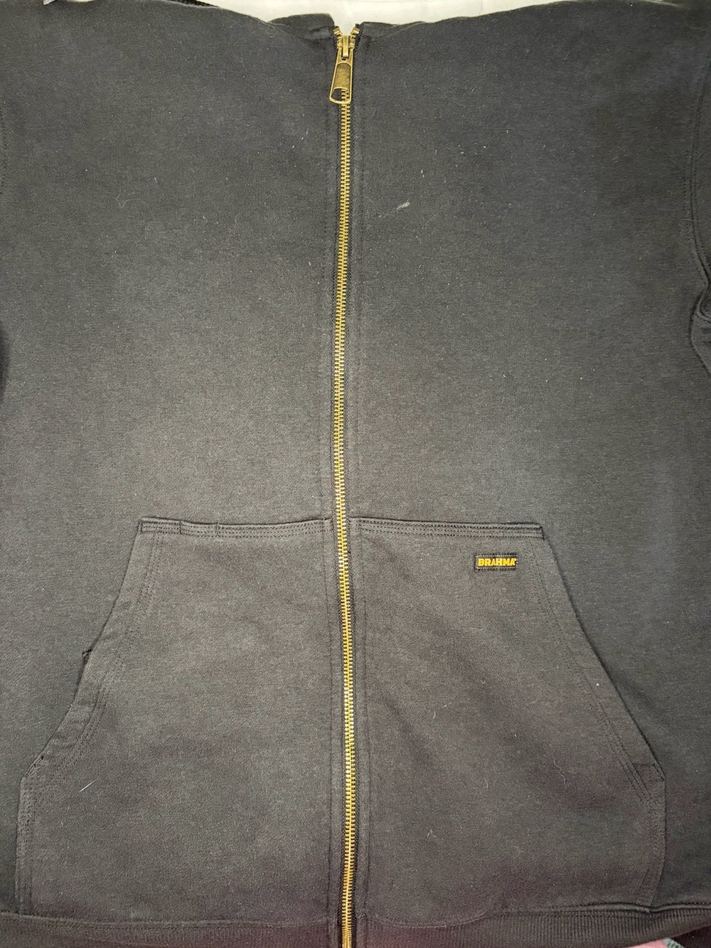 Brahma Black Hoodie with Gold Zipper